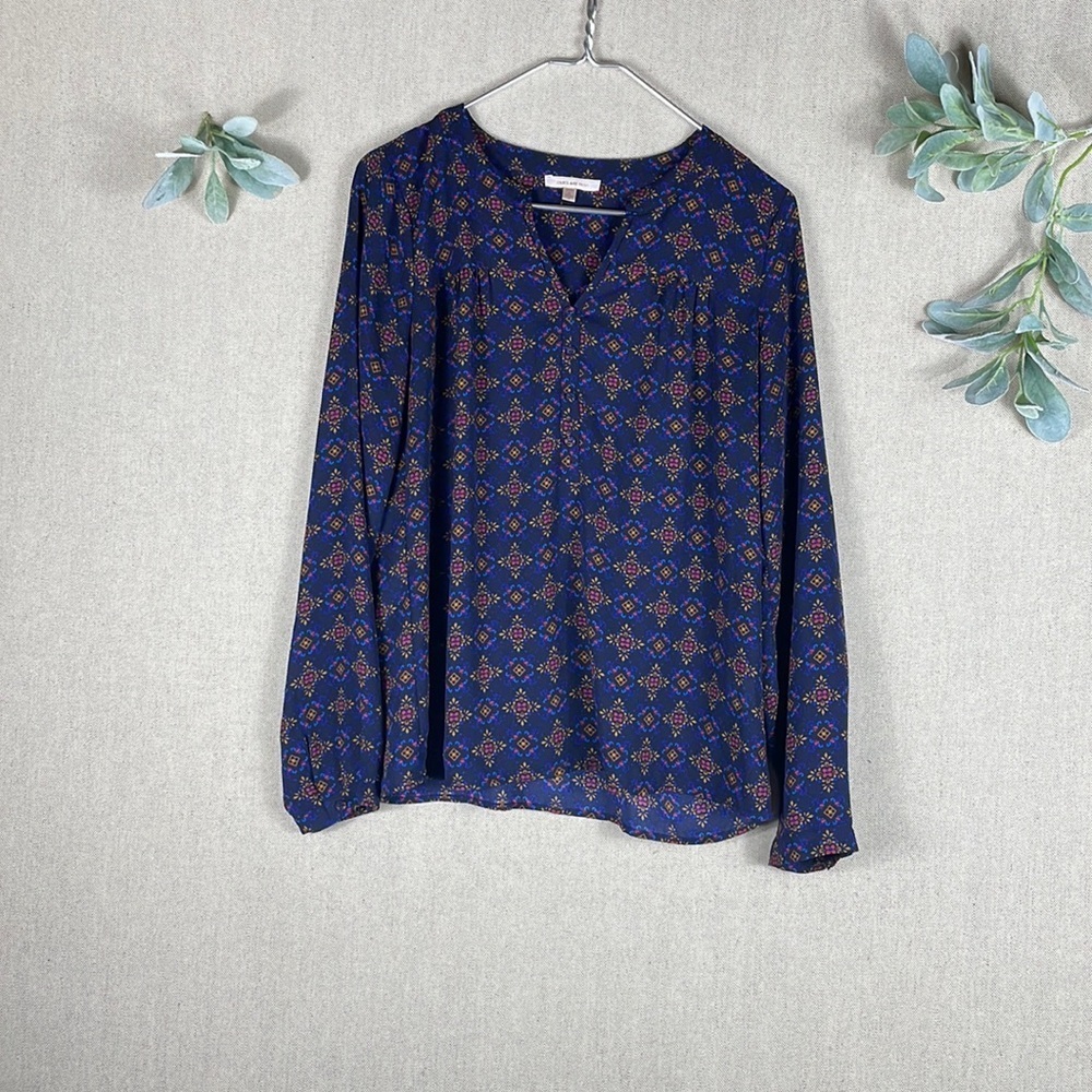 Skies are Blue > Navy Paisley Blouse Small